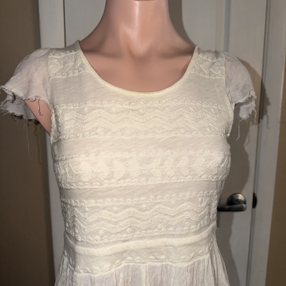 Free People Sound of The Sea Boho Dress Embroidered Beach Tiered XS /TP NWOT - Picture 6 of 13